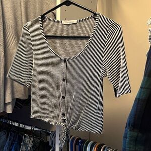 Black and White Striped Crop Top